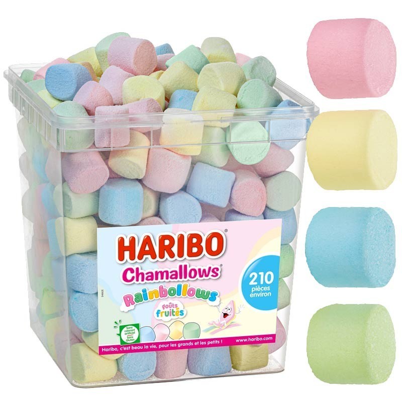 Rainbollows Chamallows colorés Haribo - Chamallows Haribo, 210 pièces