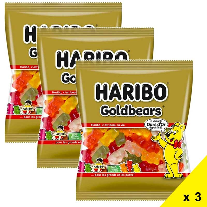 Goldbears, l'ours d'or bonbon Haribo sachet de 120gr x3
