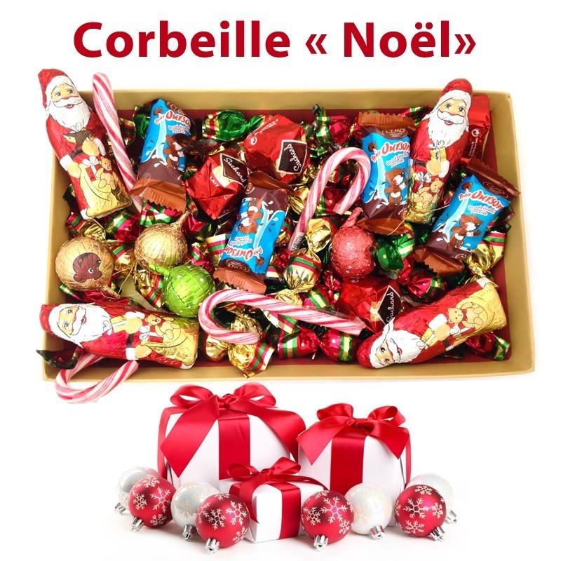 Corbeille Gourmande de Noël - Bonbons et chocolats  Friandises de noël,  Pièces en chocolat, Bonbon caramel