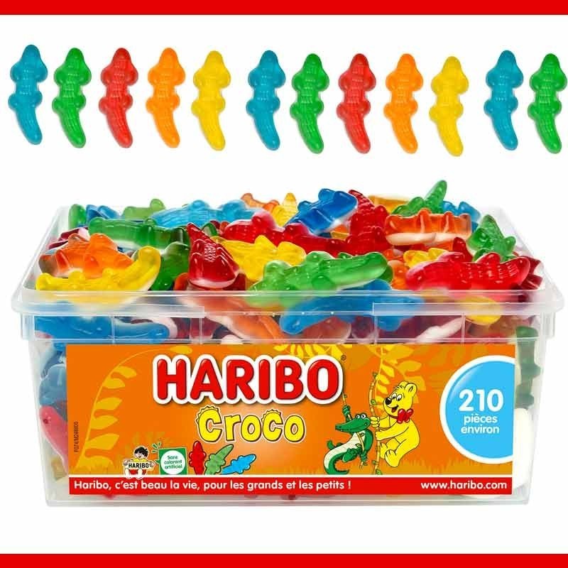 Bonbons crocodiles Haribo - Boîte de 1,1 kg