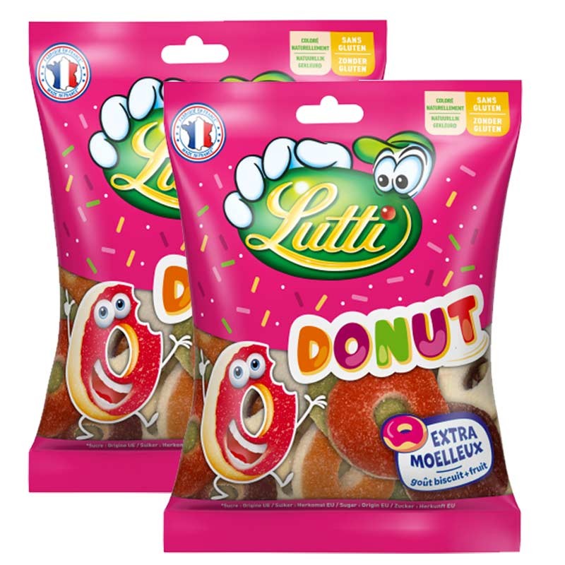 2 sachets donut Lutti, Bonbon donut, guimauve donut