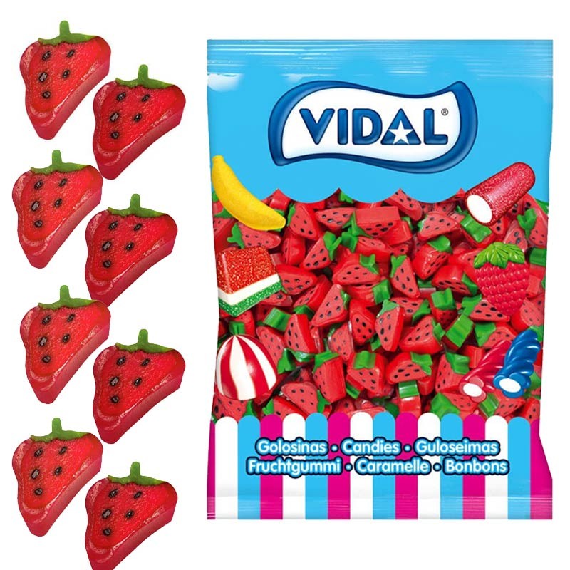 Bonbon Halal Confiserie Fraises sucrées - Sac de 1kg - Alimentaire