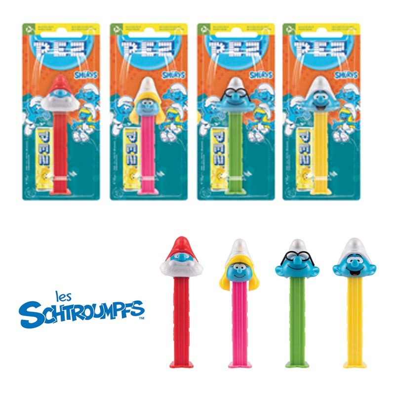 PEZ schtroumpfs,distributeur de pez,Bonbon PEZ schtroumpfs