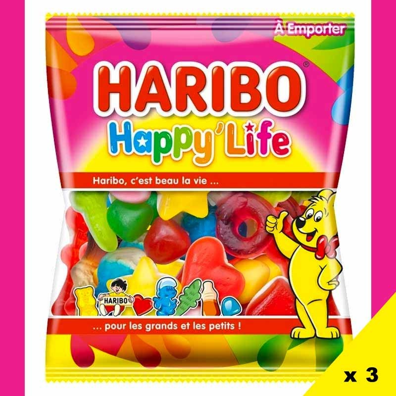 Happy Life Mélange bonbons Haribo 120gr x3