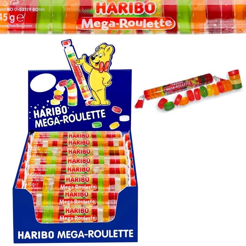 Haribo Méga roulette acidulée, grande roulette Fruit Haribo gélifié